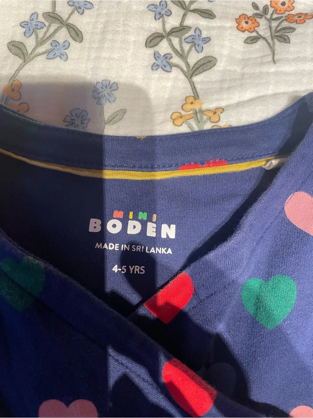 EUC Mini Boden Multicolored Heart Patterned Dress